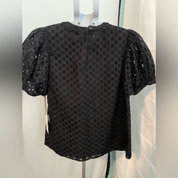 Women's Elizabeth and James Crewneck Volume-Sleeve Eyelet Blouse - Size small - Picture 3 of 7